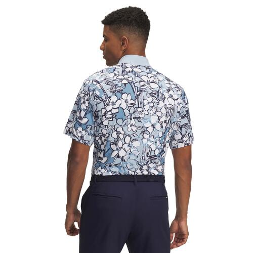 Under Armour Golf Drive Chill Printed Polo Heren Blue Calm 2/3