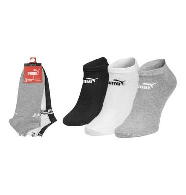 Puma Unisex Sneaker Socken im Retro Design knöchelhoch für Damen Herren 3er Pack