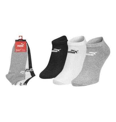 Puma Unisex Sneaker Socken im Retro Design knöchelhoch für Damen Herren 3er Pack