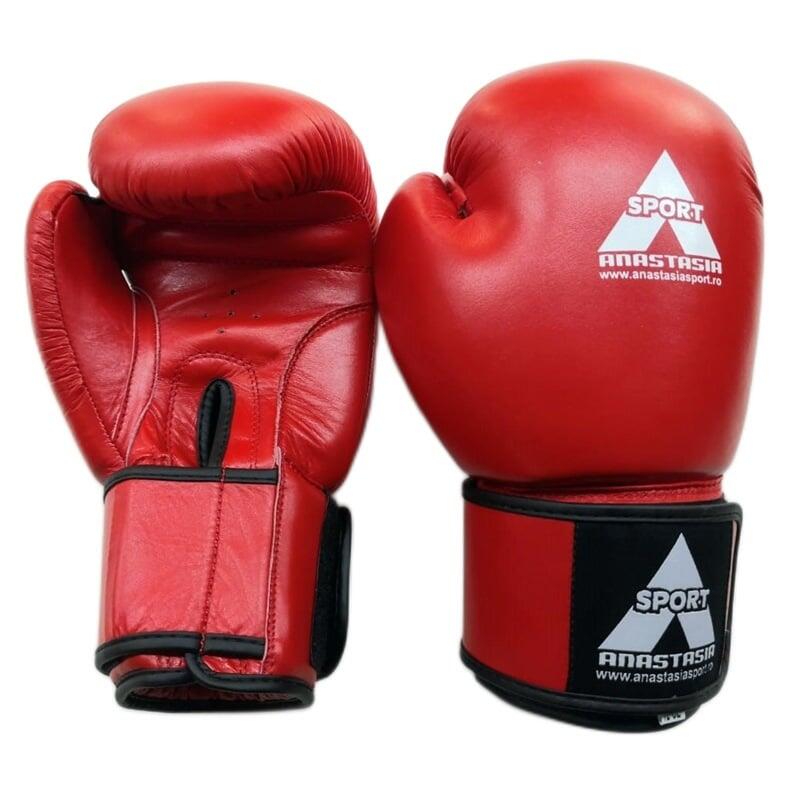 Manusi box lupta Anastasia, piele naturala, rosii, marime 14 OZ