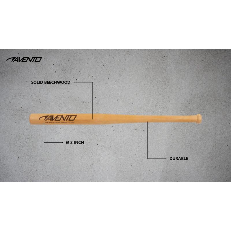 Bâtă de baseball Avento, lemn de fag, 73 cm, maro