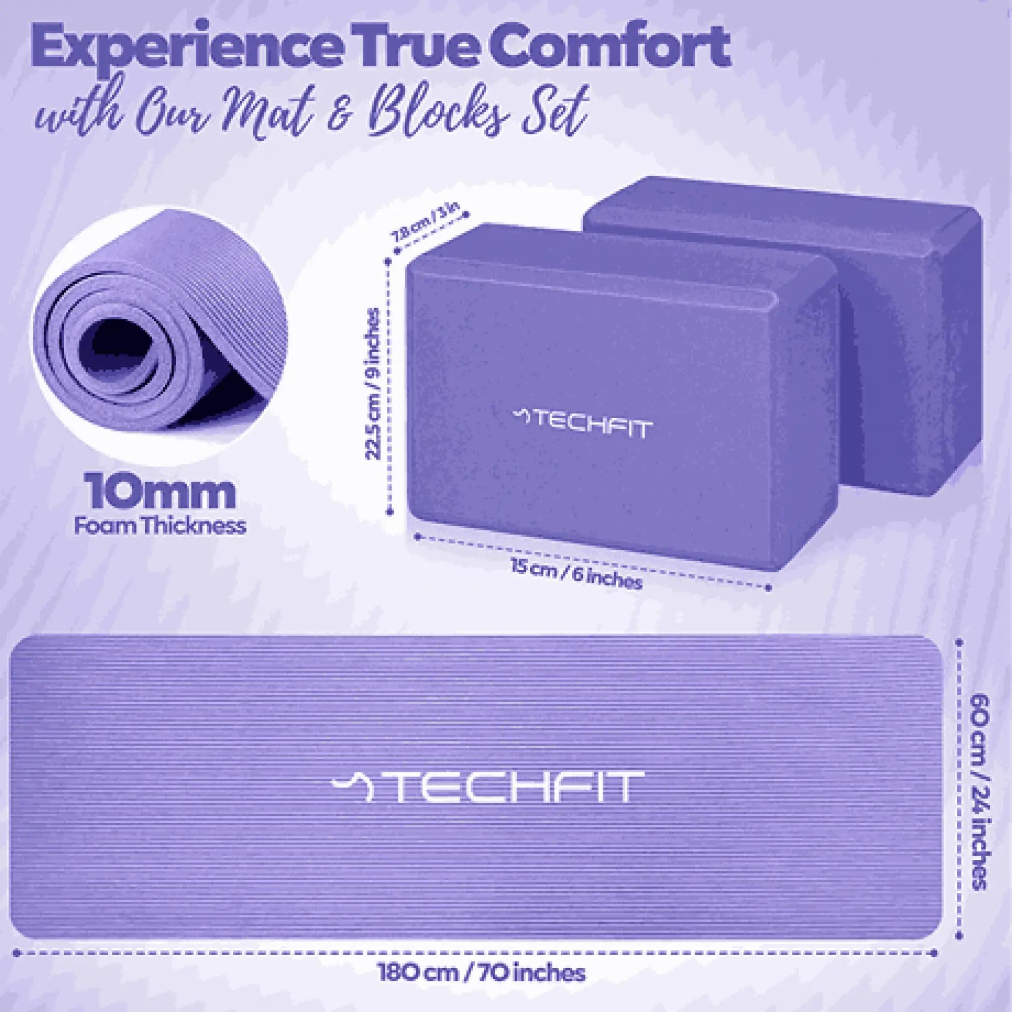 Set Yoga TECHFIT Saltea fitness/pilates + 2 caramizi yoga, mov 3/5