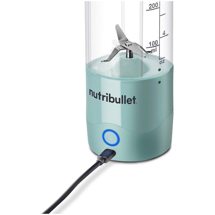 Blender portabil Nutribullet NBP003LBL, cupa 475 ml, USB-C, Turcoaz