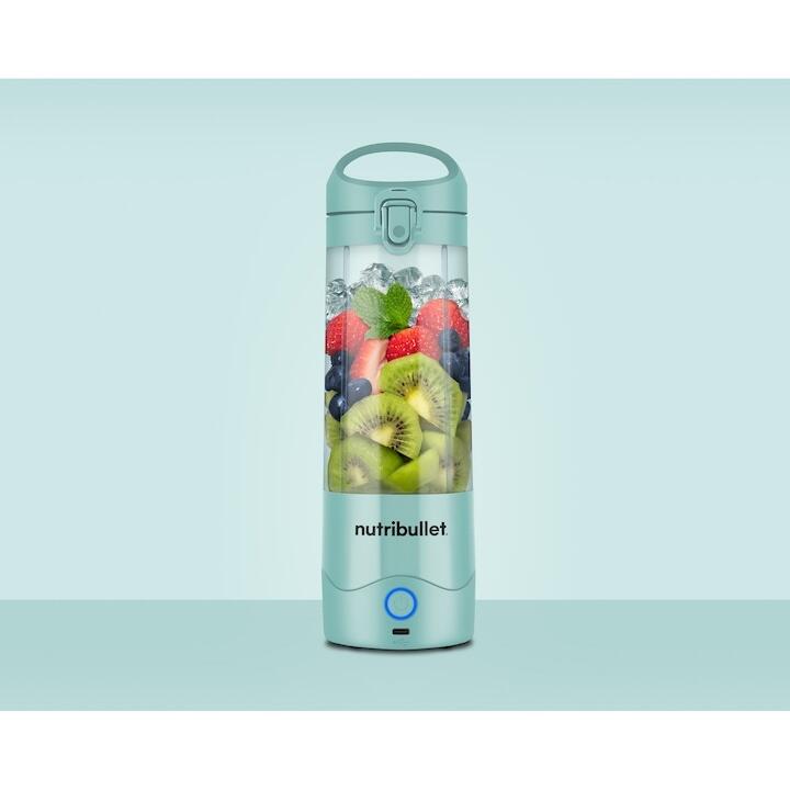 Blender portabil Nutribullet NBP003LBL, cupa 475 ml, USB-C, Turcoaz