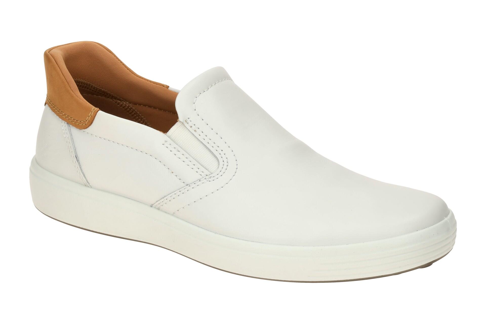 Ecco Soft 7 Schuhe weiß Herren SLIP-ON Sneakers 470834 1/7