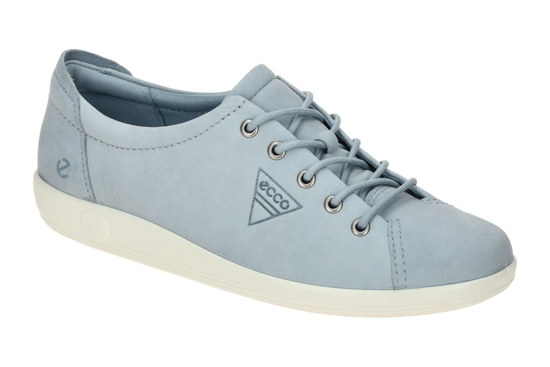 Ecco Soft 2 Schuhe blau dusty blue Damen Schnürer 1/7