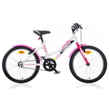 Vélo fille Dino Bikes 420 Sport 20 pouces sans vitesses, blanc et rose