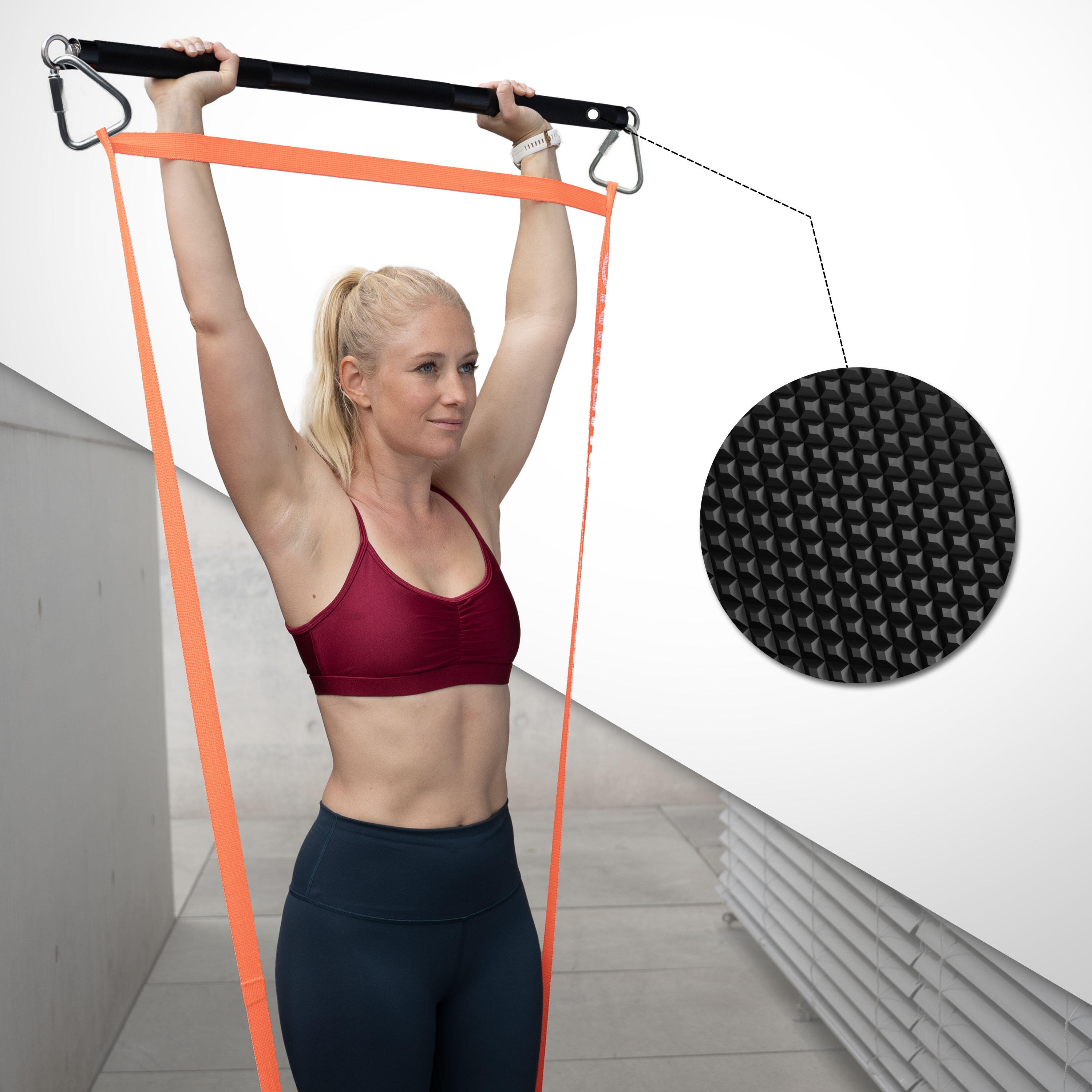 Premium Widerstandsbänder Fitnessstange - 150 KG Widerstand - Pilates Bar 4/7