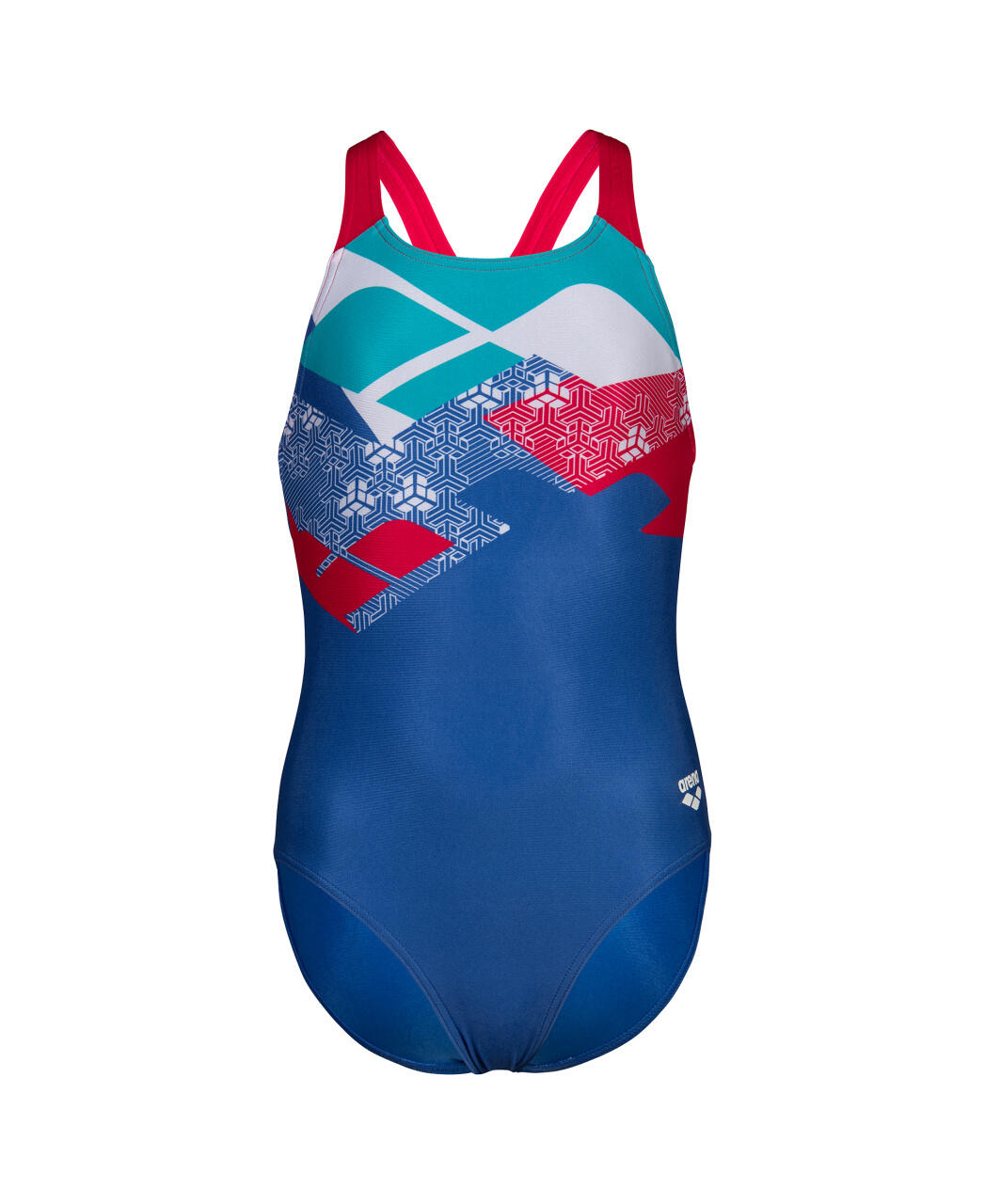 Arena Meisjes Badpak Kikko Swim Pro Back Royal-Freak Rose-Wit 3/5