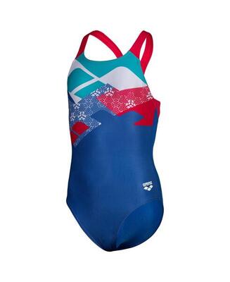 Arena meisjes badpak kikko swim pro back royal-freak rose-wit