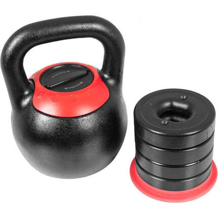 KETTLEBELL RÉGLABLE DE 8KG A 16KG | MUSCULATION | VERSION DESIGN NOIR/ROUGE