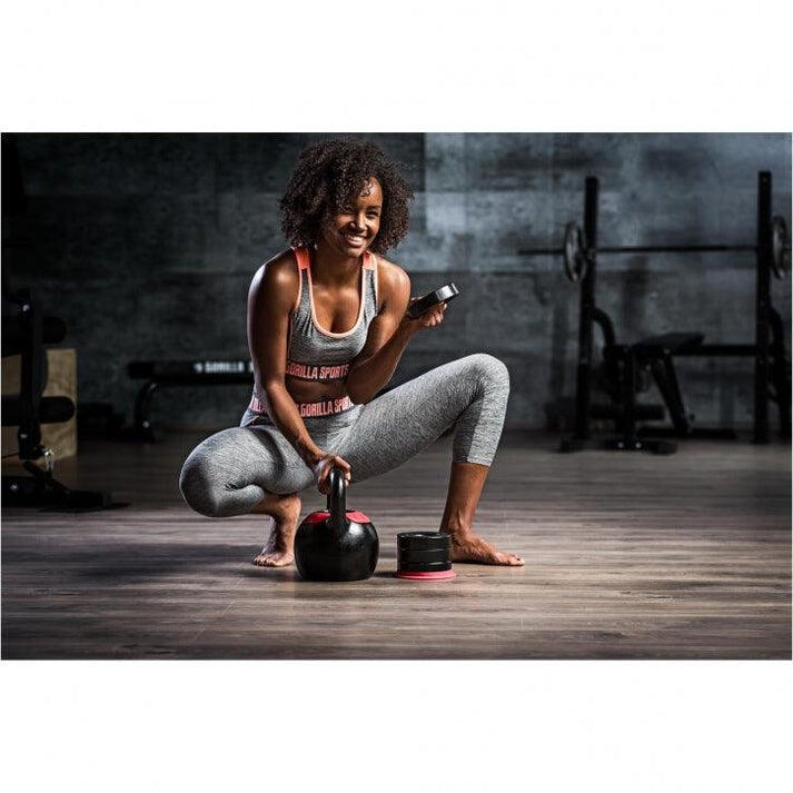 KETTLEBELL RÉGLABLE DE 8KG A 16KG | MUSCULATION | VERSION DESIGN NOIR/ROUGE 4/7