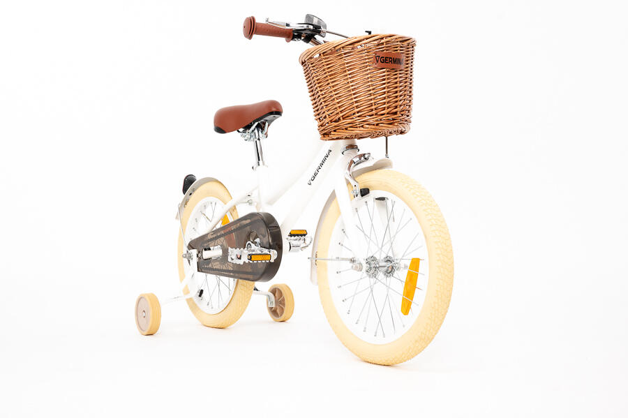 Kinderfiets 16" VINTAGE GERMINA zijwieltjes, rieten mandje 2/7