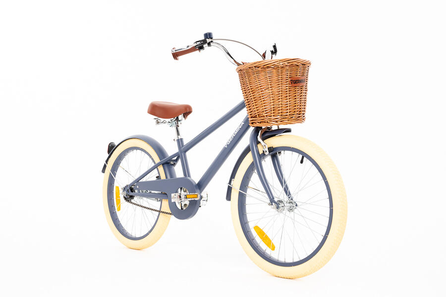 Kinderfiets 20" GERMINA retro met rieten mand, standaard 2/7
