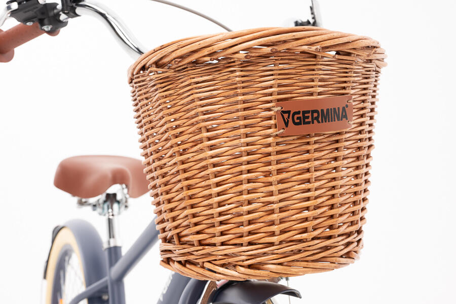Kinderfiets 20" GERMINA retro met rieten mand, standaard 4/7