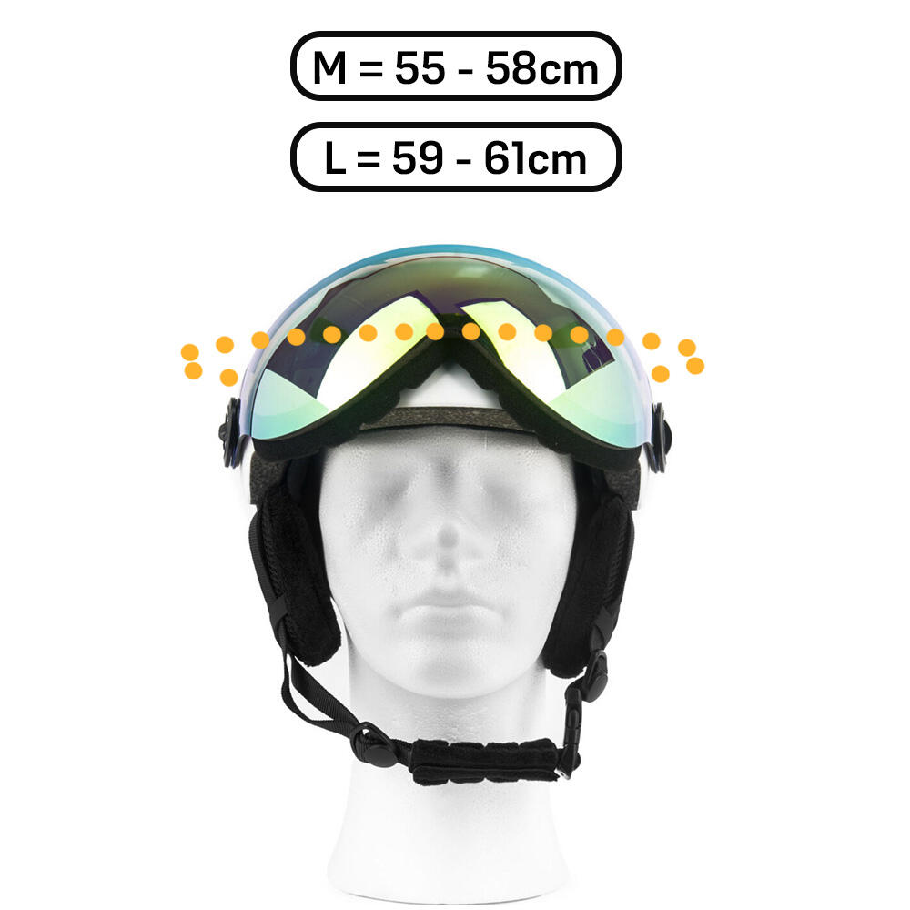 Vizorz Casque de ski - Blanc - Inclus visière orange et visière gris/or 2/7