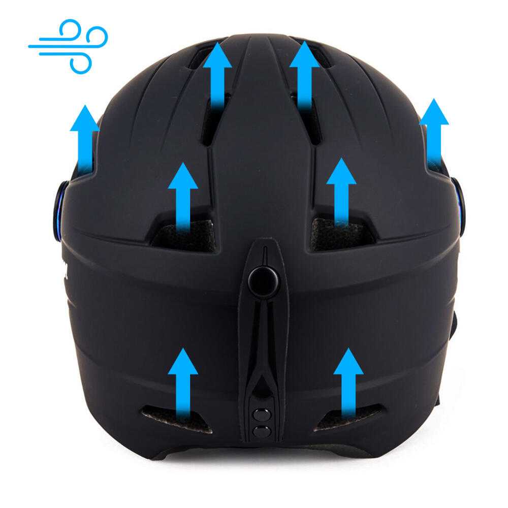 Vizorz Casque de ski - Noir - Inclus visière orange et visière gris/or 5/7