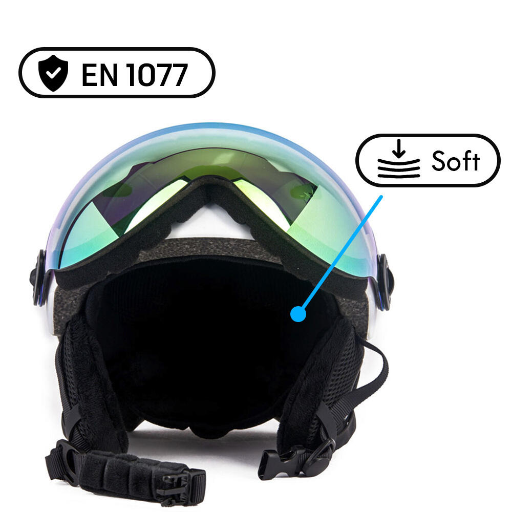 Vizorz Casque de ski - Blanc - Inclus visière orange et visière gris/or 4/7