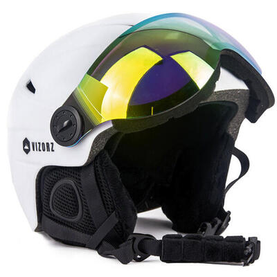 Vizorz skihelm - wit - inclusief vizier oranje en vizier grijs/goud