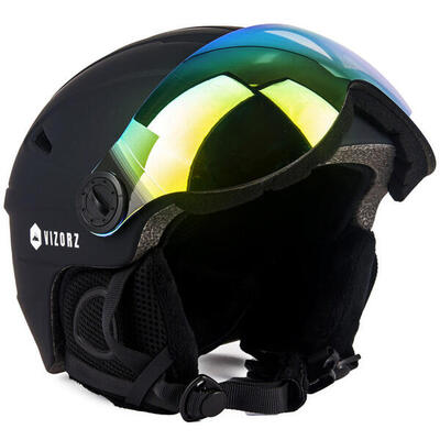 Vizorz skihelm - zwart - inclusief vizier oranje en vizier grijs/goud