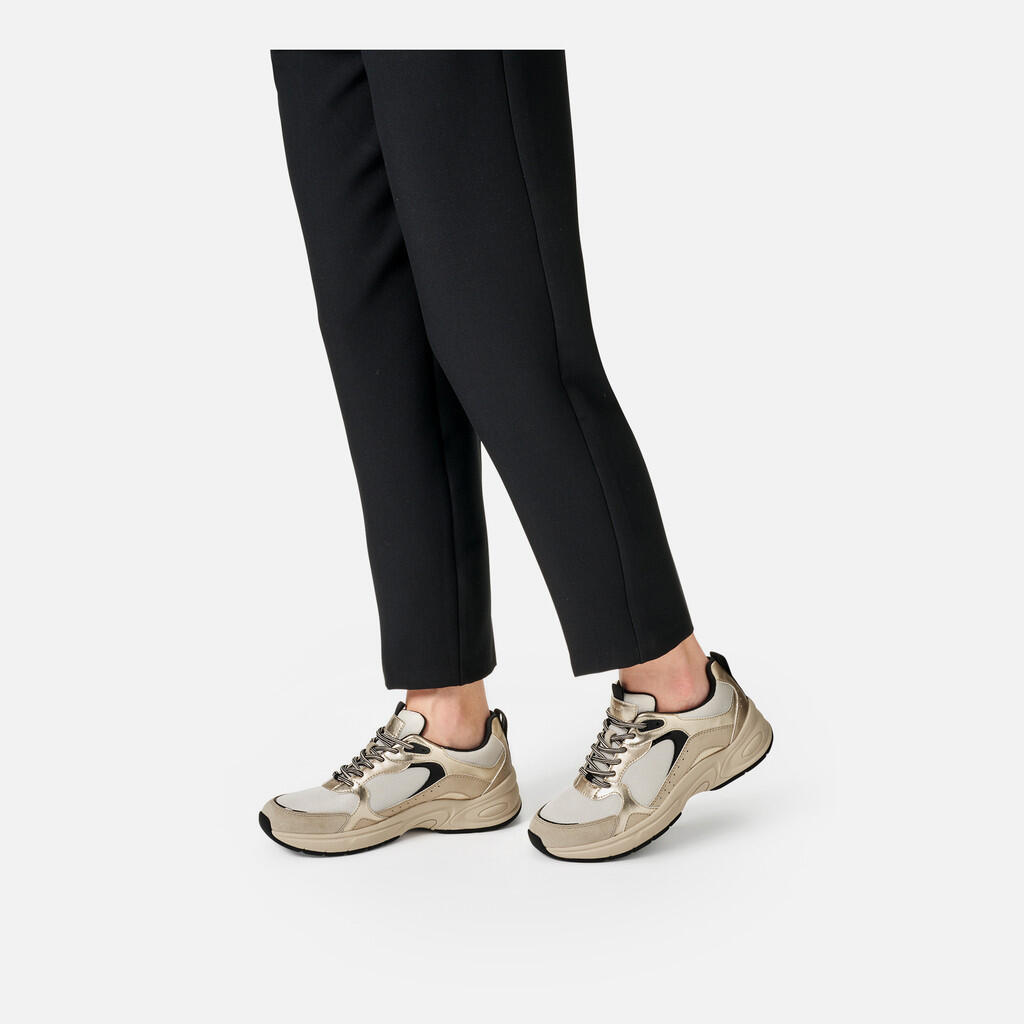 Baskets Femme D ZARVIA Blanc Cassé/Or Clair 3/7