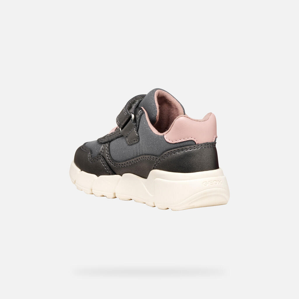Baskets Bébé Fille FLEXYPER MINI BABY GIRL Gris Foncé/Rose Clair 5/7