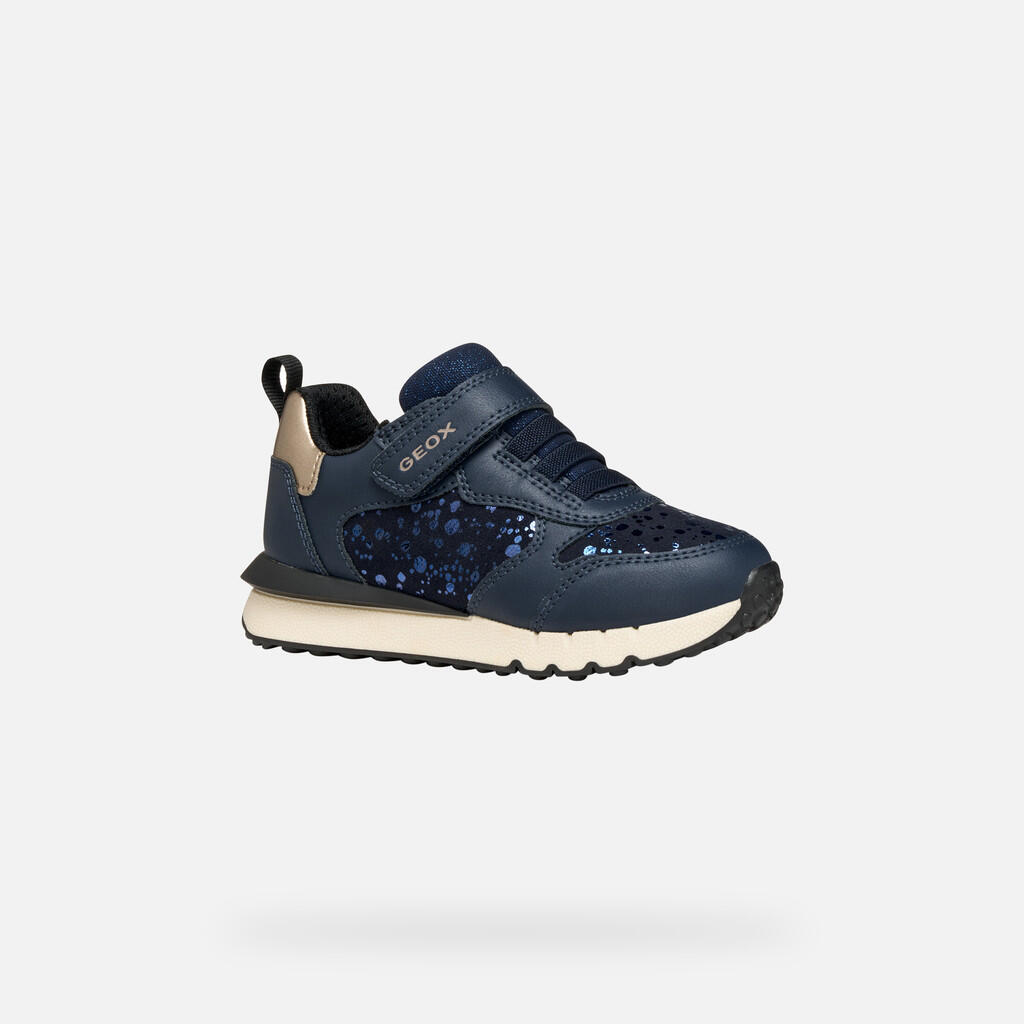 Baskets Fille J FASTICS GIRL Bleu Marine Foncé/Platine 4/7