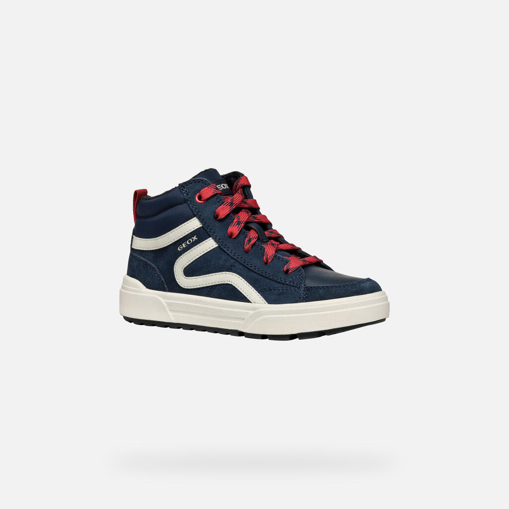 Baskets Garçon J WEEMBLE BOY Bleu Marine/Rouge 4/7