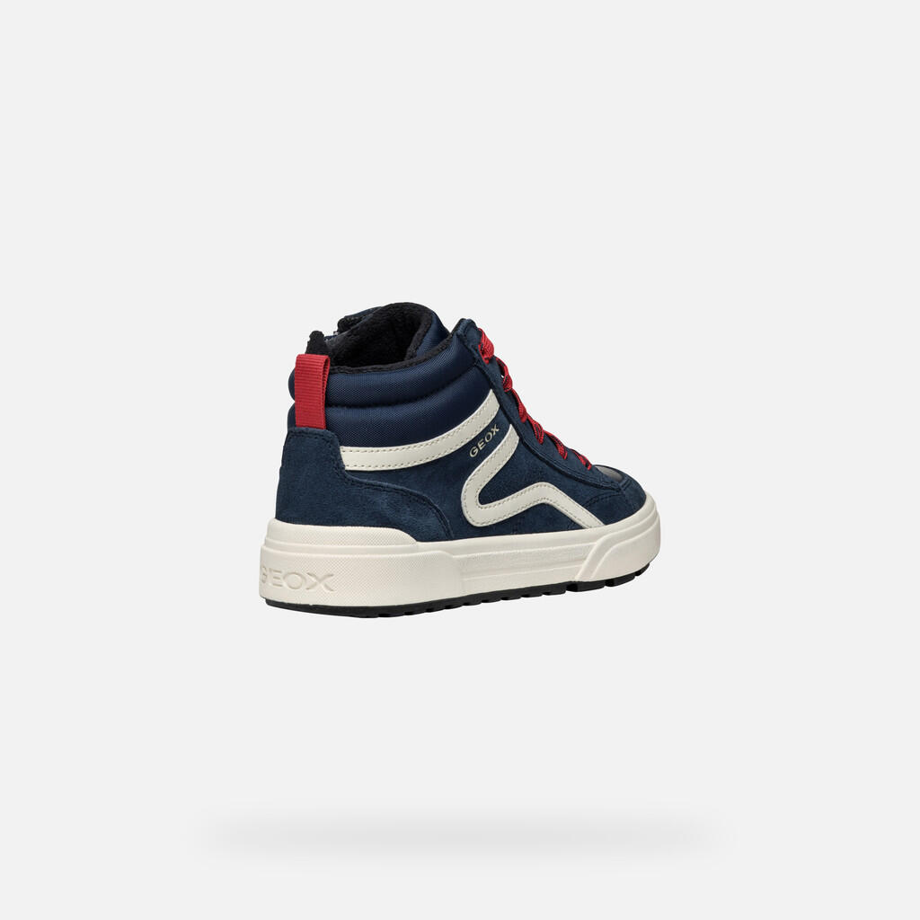 Baskets Garçon J WEEMBLE BOY Bleu Marine/Rouge 6/7