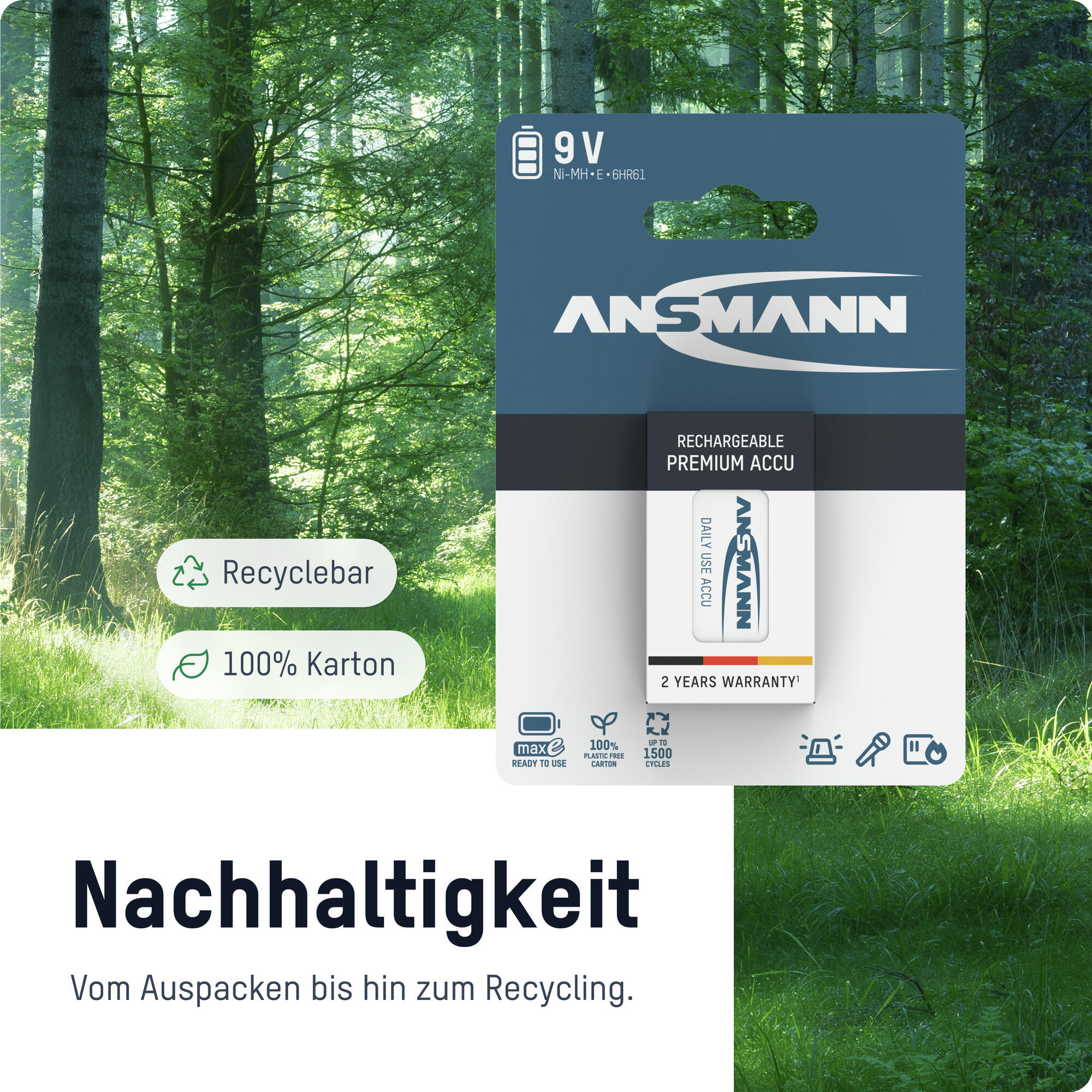 Batteria ricaricabile Ansmann Ni-MH 9 V E-Block 2/7