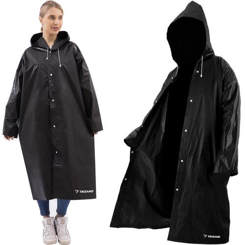 Regenjacke mit Kapuze Schwarz wasserdicht