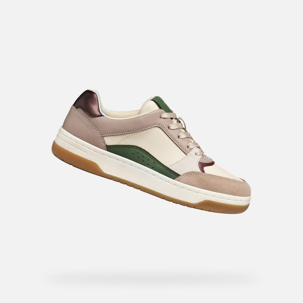 Geox - Baskets Femme Sedral Court Woman Beige/rouge - Chaussures De Sport - Beige|bordeaux|rose - Decathlon