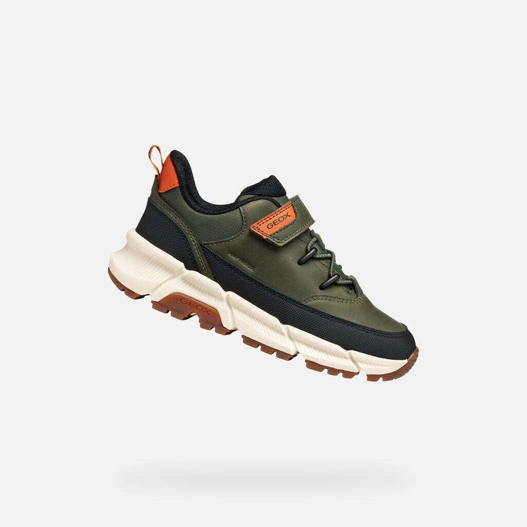 Geox - Baskets Garçon Flexyper Plus Abx Boy Vert Militaire - Chaussures De Sport - Vert - Decathlon
