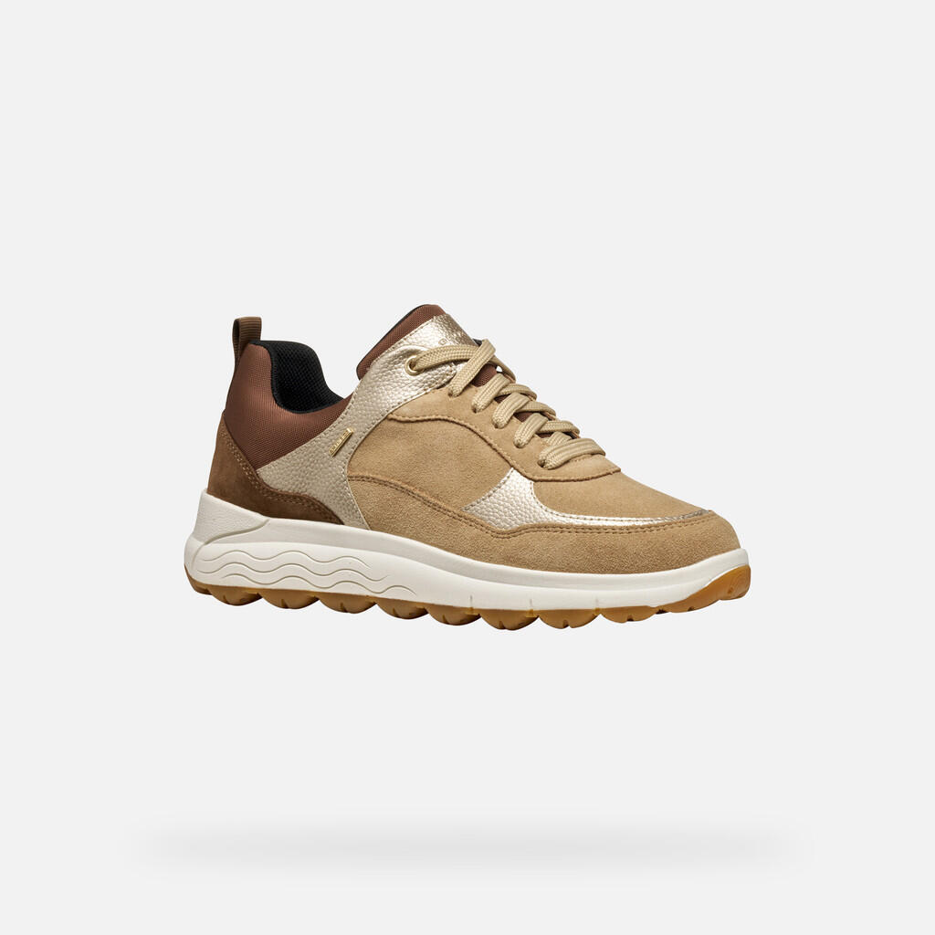 Baskets Femme D SPHERICA 4X4 B ABX Beige Foncé/Or Clair 5/7