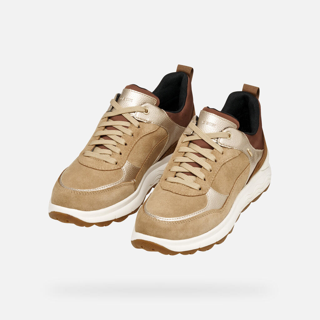 Baskets Femme D SPHERICA 4X4 B ABX Beige Foncé/Or Clair 4/7