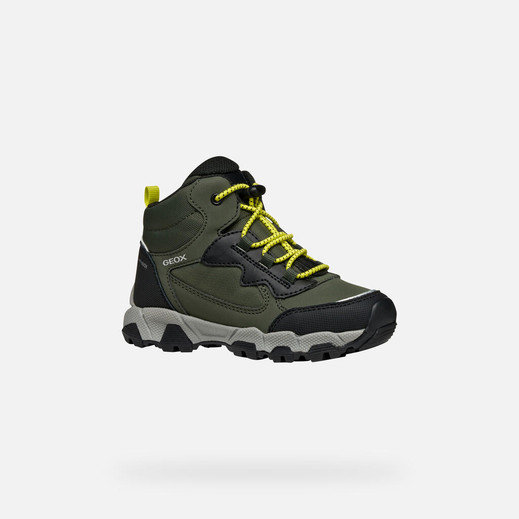 Baskets Garçon J MAGNETAR BOY B ABX Vert Militaire/Citron Vert 4/7