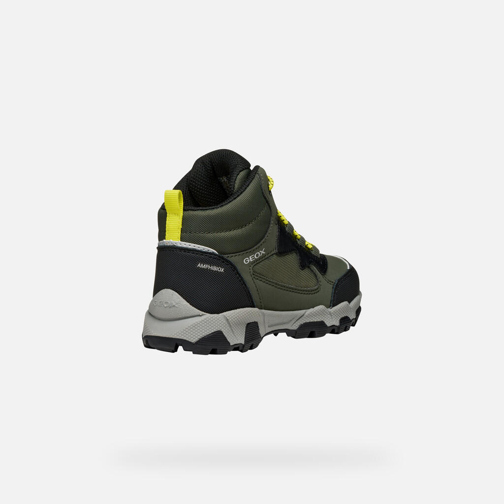 Baskets Garçon J MAGNETAR BOY B ABX Vert Militaire/Citron Vert 6/7