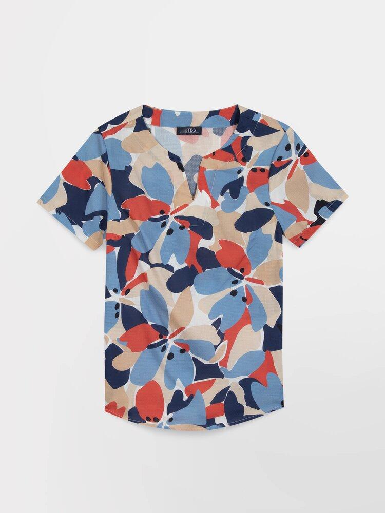 Blusa AGLAEMIS de mujer TBS azul/roja 3/4
