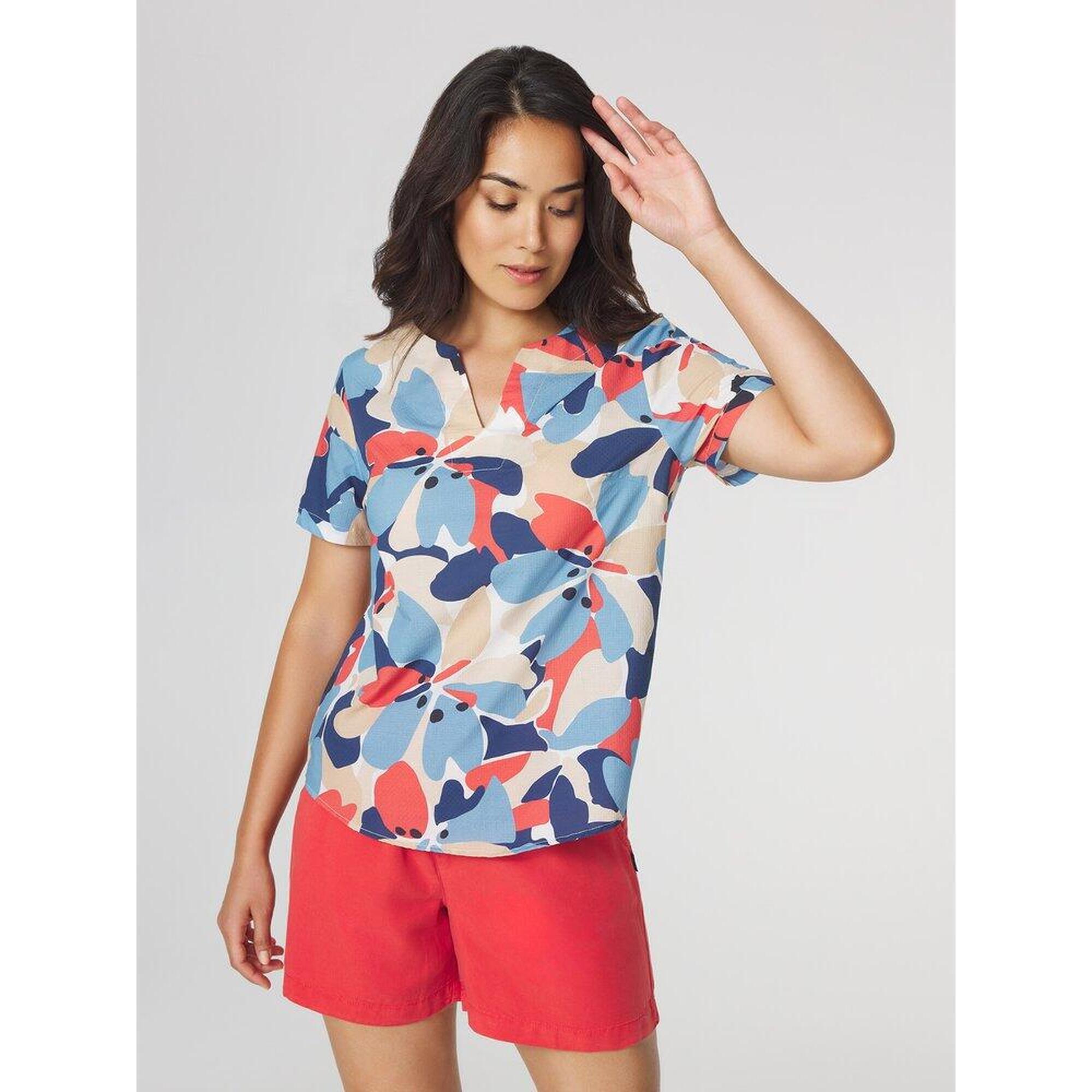 Tbs - Blouse Col V Femme - Aglaemis Bleu - Chemise Manches Courtes - Bleu - Decathlon