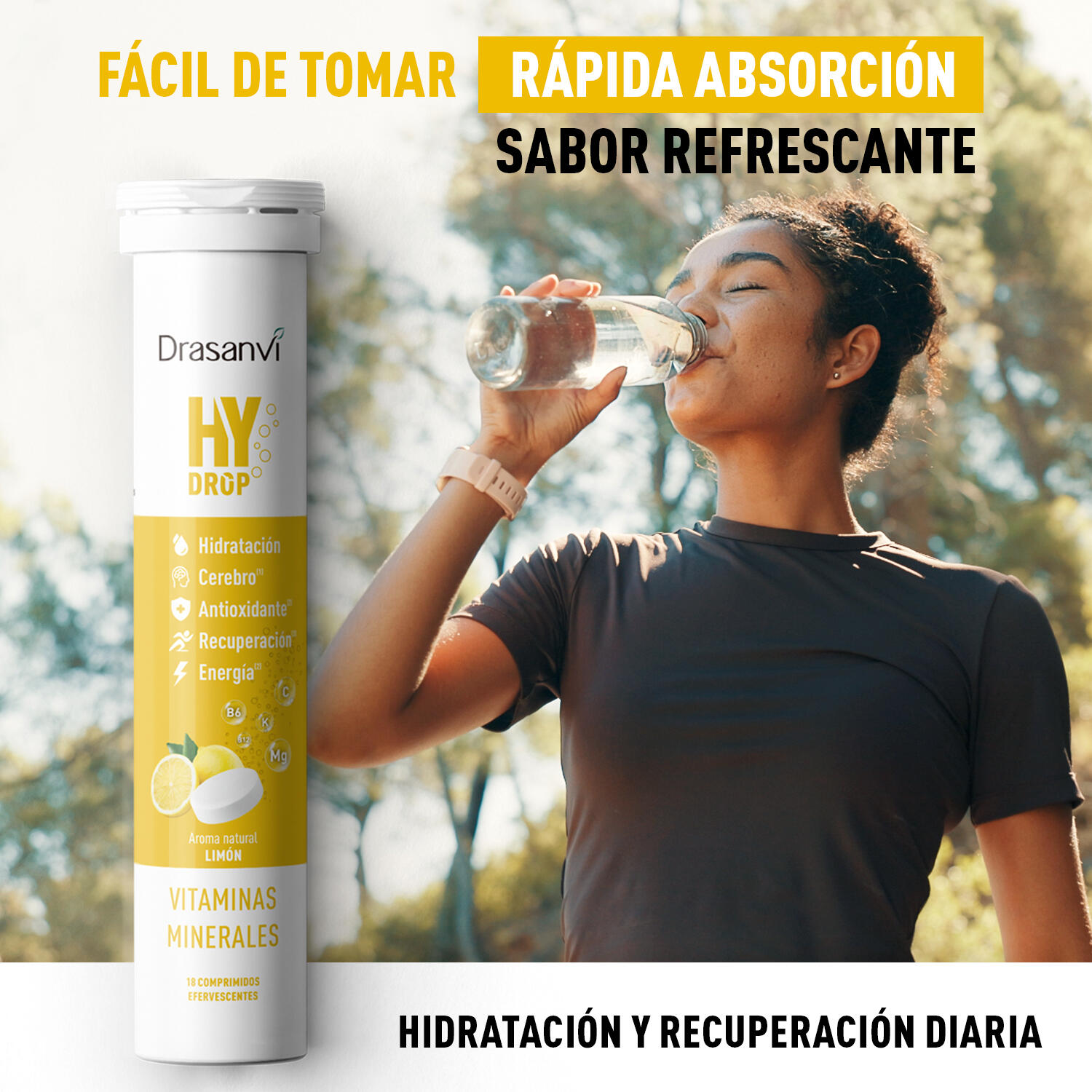 Hydrop Electrolitos Efervescentes 18 comprimidos Sabor Limón 2/5