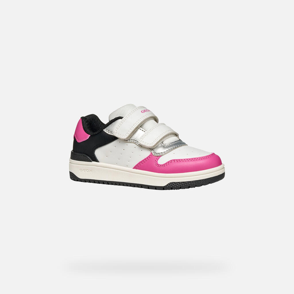 Baskets Fille J WASHIBA GIRL Blanc/Fuchsia 4/7