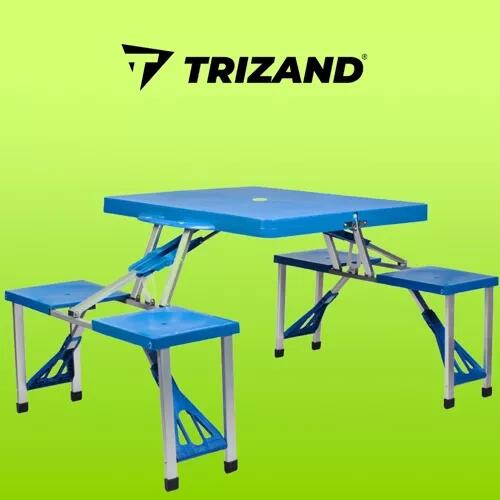 Set 2 in 1 masa si 2 banci pliabile, cadru aluminiu + polipropilena, camping