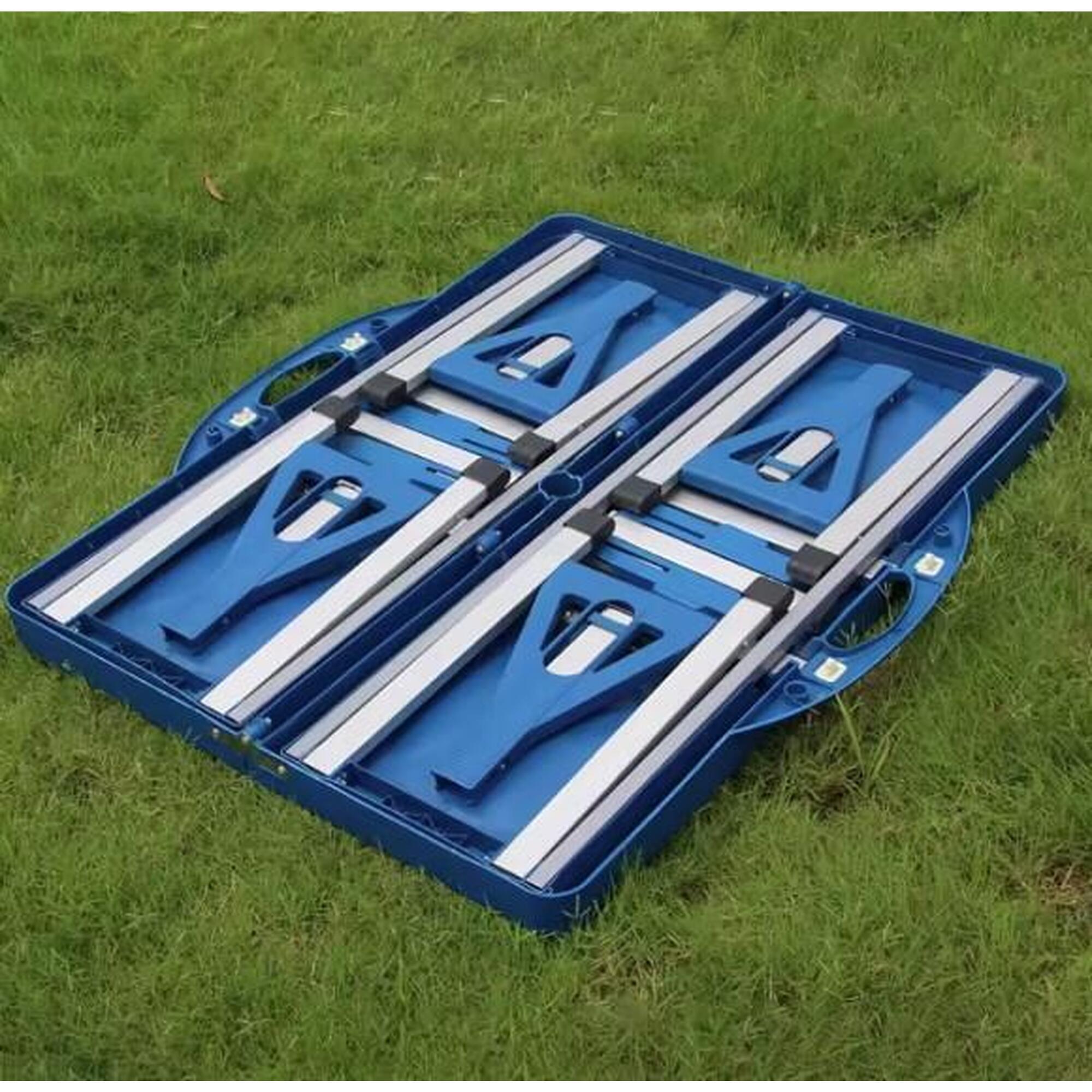 Set 2 in 1 masa si 2 banci pliabile, cadru aluminiu + polipropilena, camping