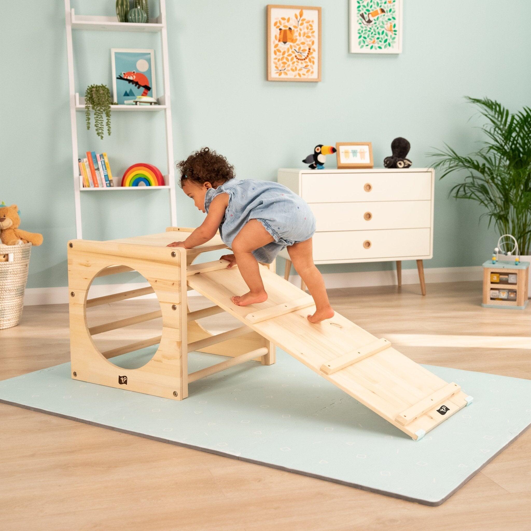 Cubes d'escalade x2 avec pont-toboggan MONTESSORI bois FSC® 3/4