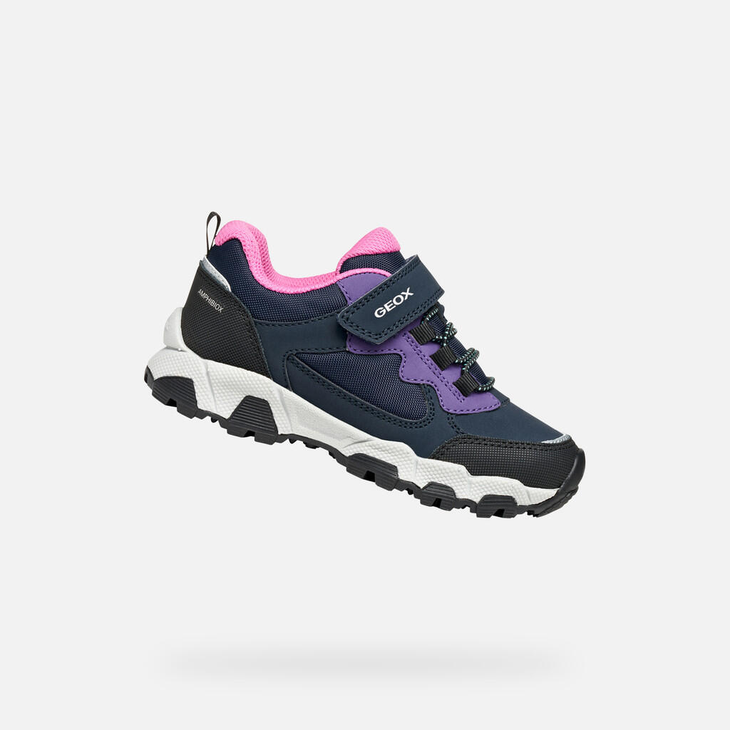 Geox - Baskets Fille J Magnetar G. B Abx Bleu Marine/violet - Chaussures De Sport - Bleu|violet - Decathlon