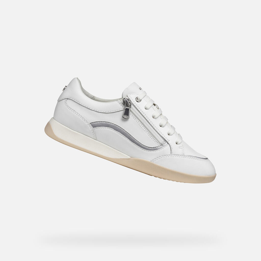 Geox - Baskets Femme D Maryemy Blanc/argent - Chaussures De Sport - Blanc|gris - Decathlon