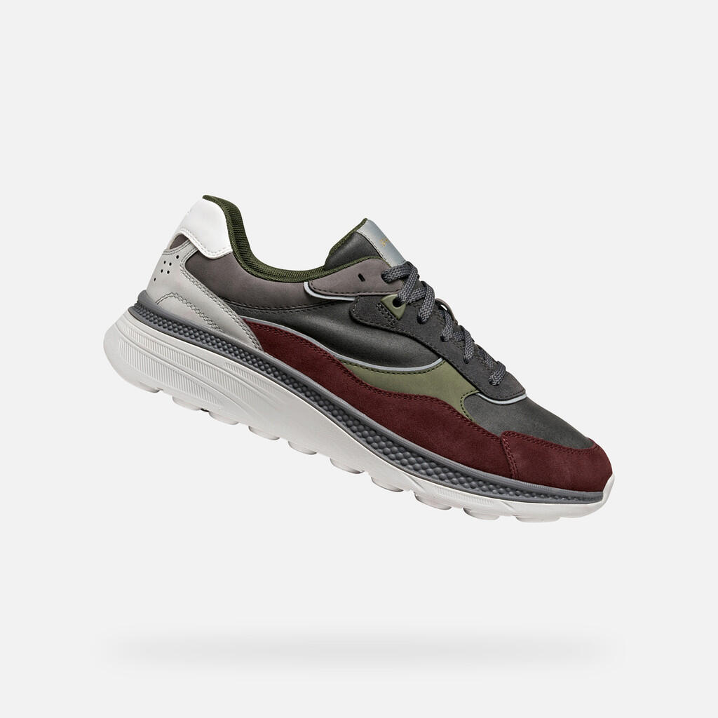 Geox - Baskets Homme Spherica Actif X1 Man Anthracite/bordeaux - Chaussures De Sport - Bordeaux|gris|rose - Decathlon