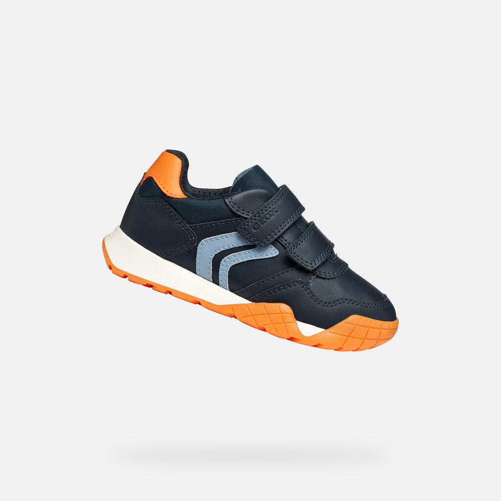 Geox - Baskets Garçon Rann-e Boy Bleu Marine/orange - Chaussures De Sport - Bleu|orange - Decathlon