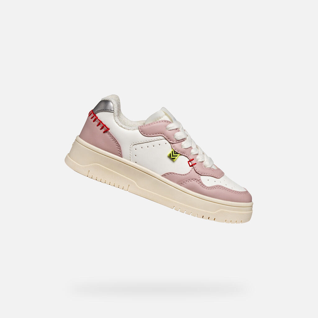 Geox - Baskets Fille Lestrella Girl Blanc/rose - Chaussures De Sport - Blanc|rose - Decathlon