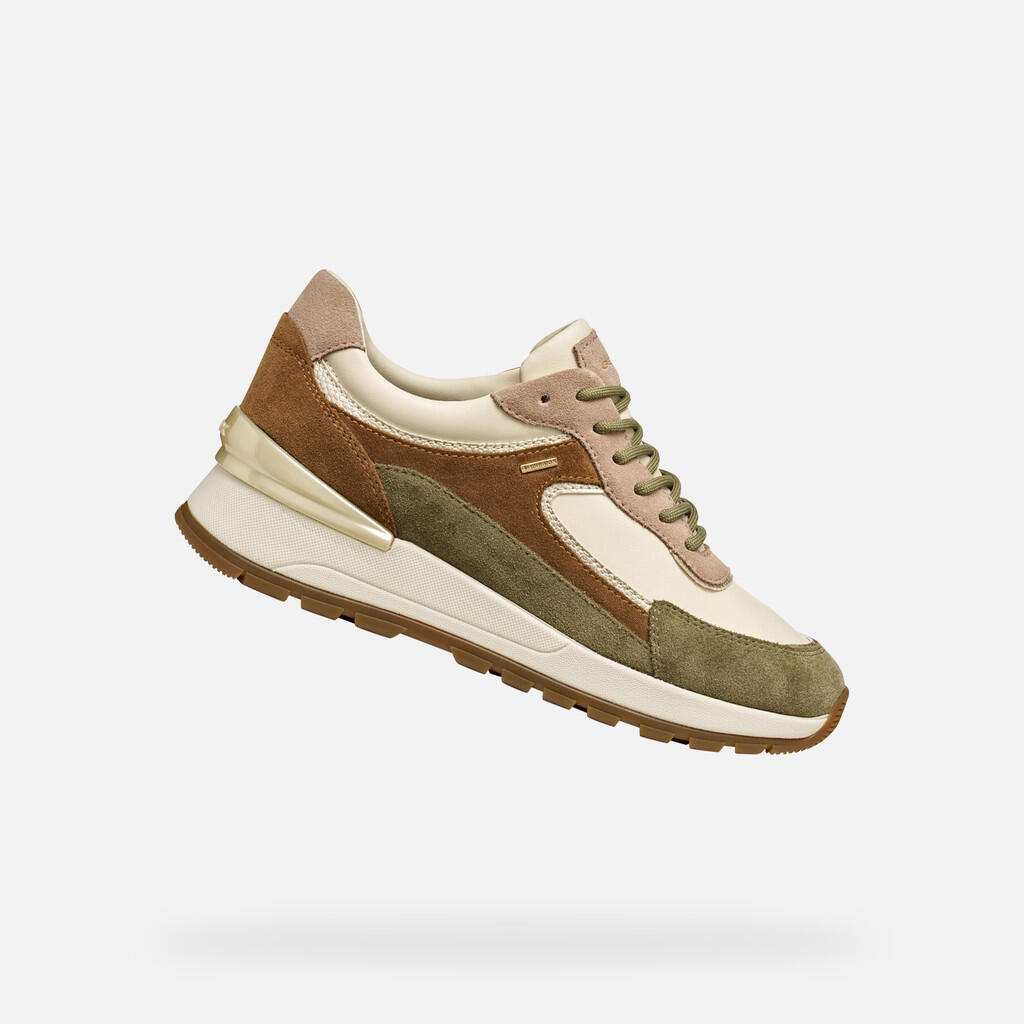 Geox - Baskets Femme Desya Abx Woman Beige/vert - Chaussures De Sport - Beige|marron - Decathlon